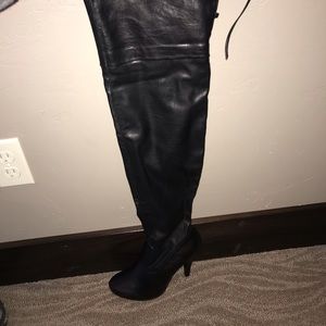 thigh high black steve madden boots